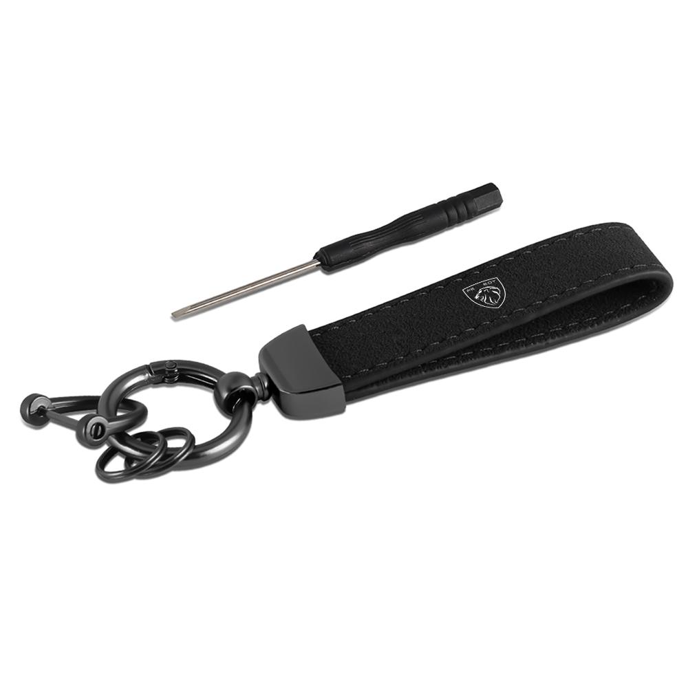 Leather Car Emblem Keychain Keyring Key Chain Badge Pendant For Peugeot 206 207 P208 306 307 308 408 107 2008 3008 Accessories