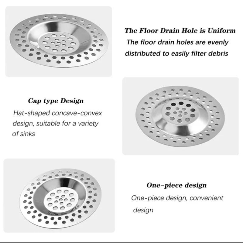 2Pcs Kitchen Metal Sink Strainer Floor Drain Bathtub Hair Catcher Stopper Stainless Steel Shower Drain Hole Filter Trap 7.5cm