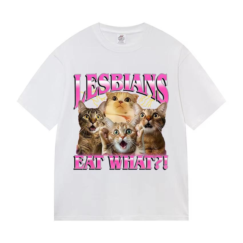 Funny Cat Graphic Print T Shirt Gang Cat Cool Hip Hop Short Sleeve Tshirts Mens Vintage High Quality Oversized Cotton Tees Top