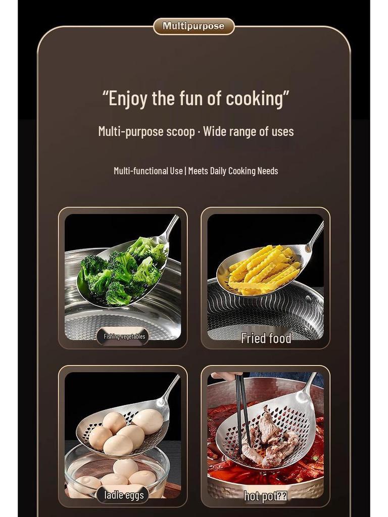 Edelstahl-Nudelsieb mit langem Griff für den Haushalt - Große & kleine Größen zum Abschöpfen von Knödeln & Abtropfen von Sichuan-Pfefferöl