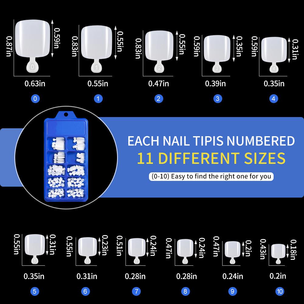 100-Piece Box: Full Cover Solid Color Short White Toe Nail Art Tips