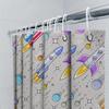 Space-themed Shower Curtain with Rockets Modern Bathroom Decor for Kids' Room or Nursery!