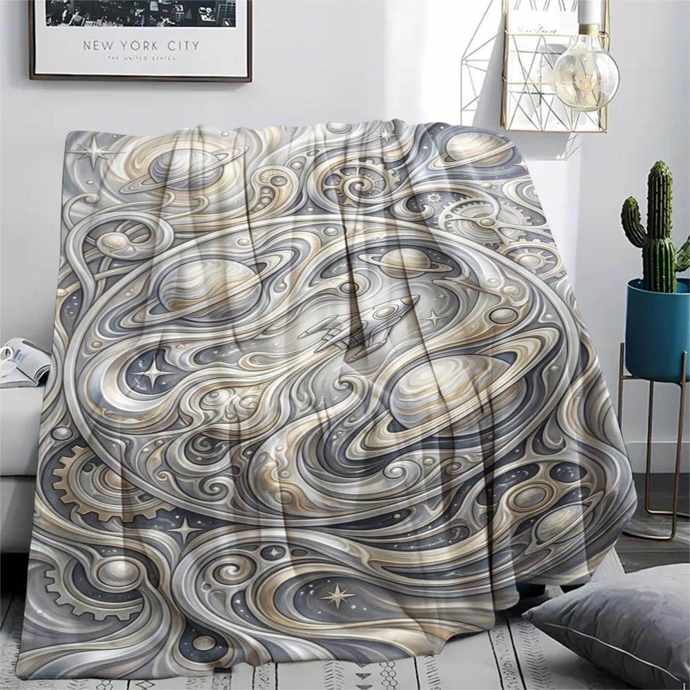 1 Stück Flanelldecke mit Weltraum-Print, Hohe Qualität, Bequem für alle Jahreszeiten, Heimdekoration, Wärme und Komfort, Perfekt für Weihnachtsgeschenke W159