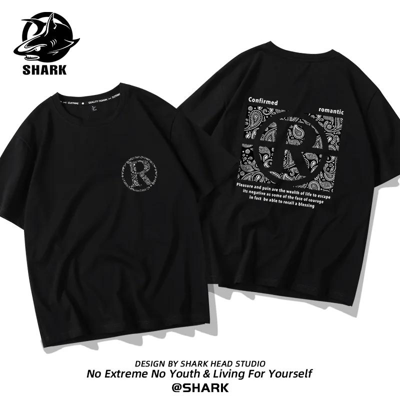 Summer Fashion Heavyweight Retro Men's English Letters 100% Cotton Printed Round Neck High-quality Casual Fitness Street T-shirt