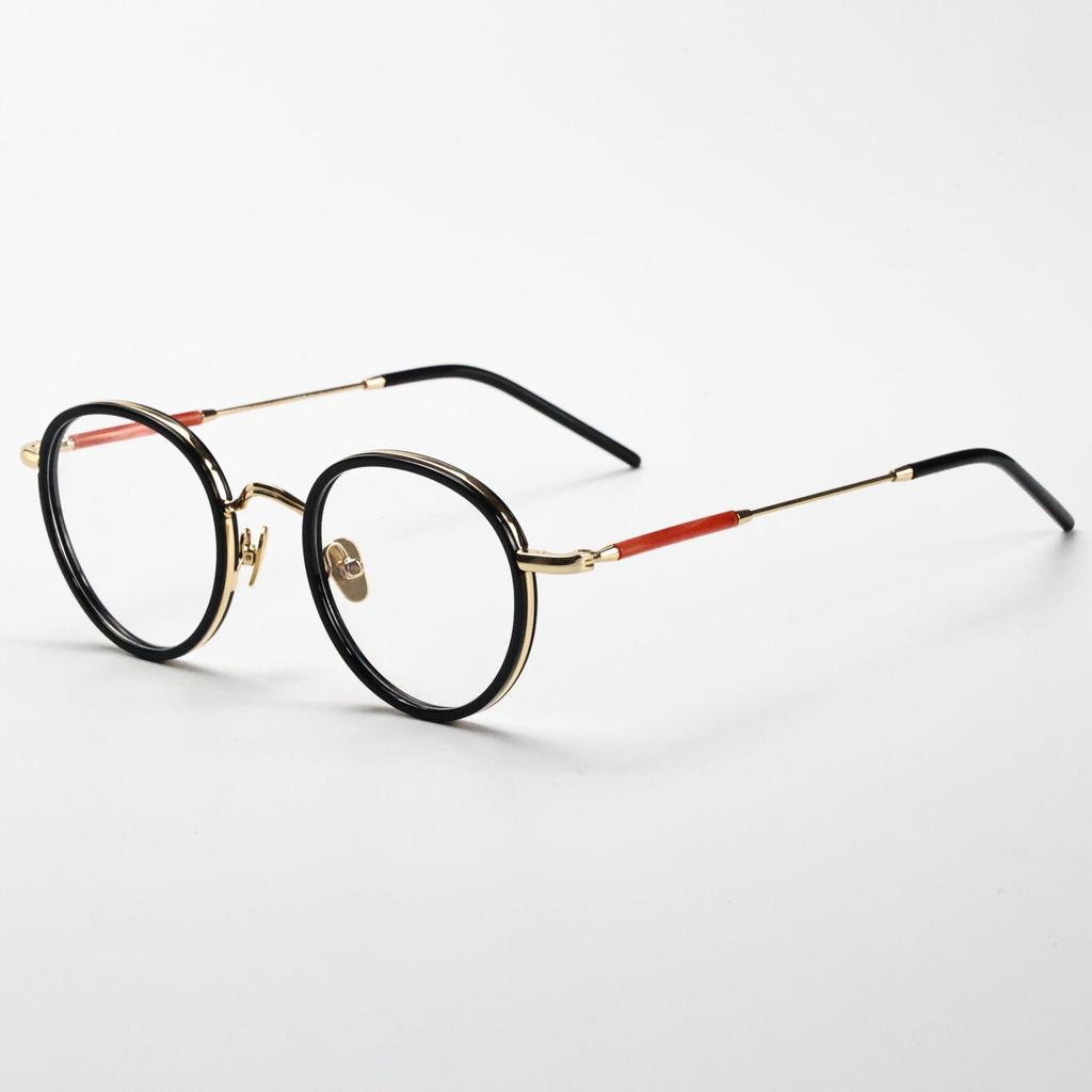 Unisex Full-Rim Pure Titanium Eyeglass Frames with Acetate, Prescription-Ready for Myopia