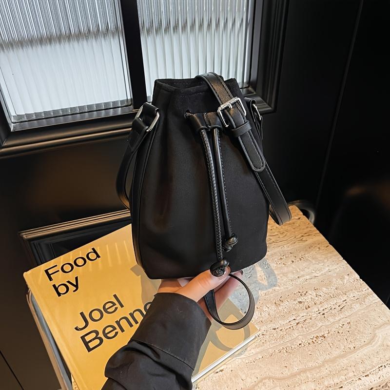 

Women s Fashion Drawstring Bucket Bag Retro Messenger Bag чорний