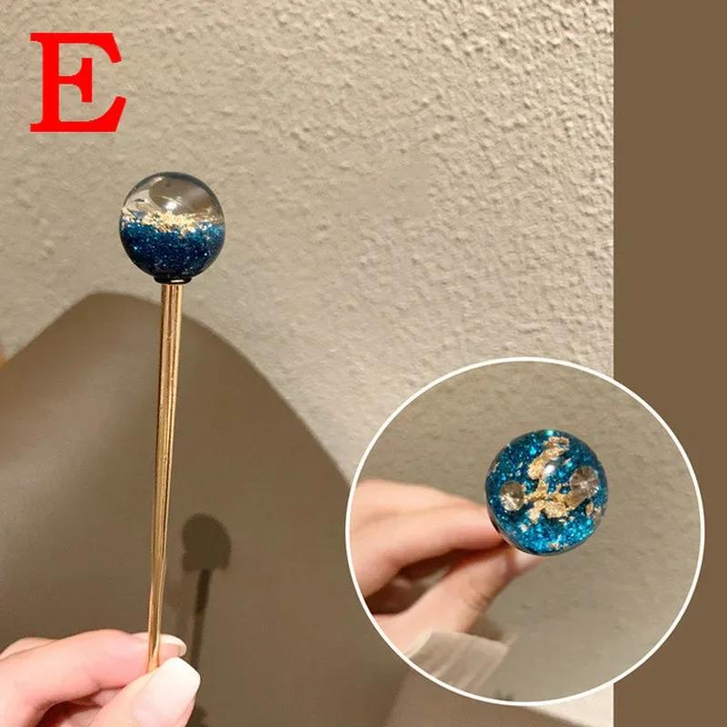 New Sparkling Starry Sky Hairpin Simple Temperament Gold Foil Lollipop Hairpin Elegant Hair Accessories Girls Jewelry Headwear