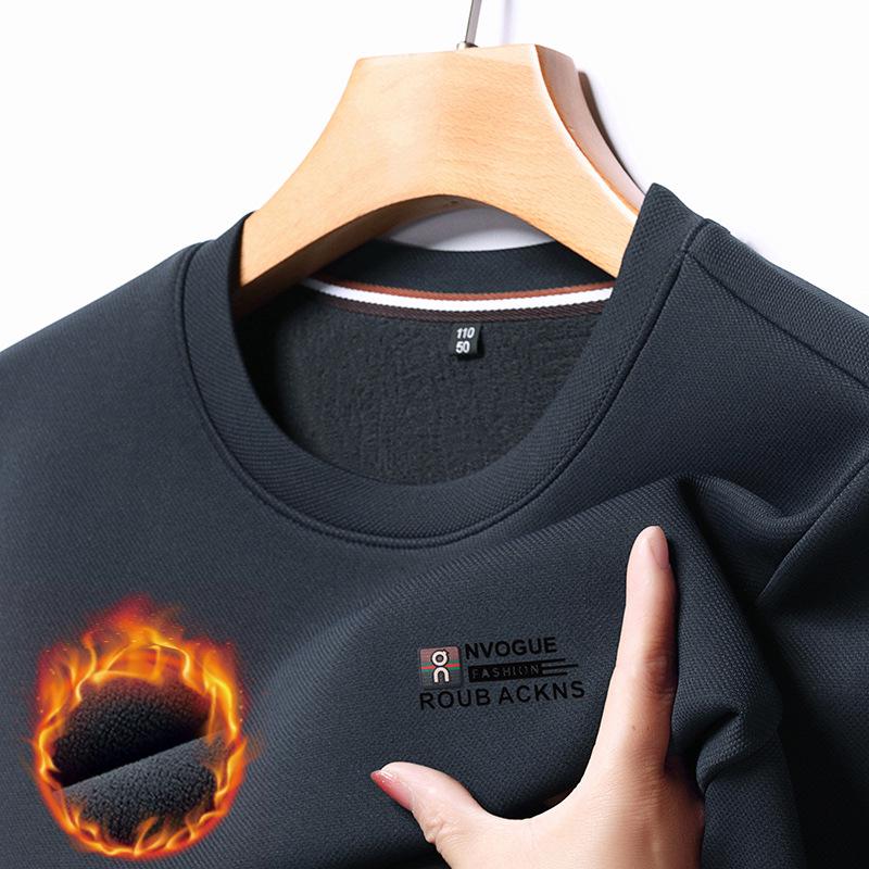 

Korean Style Heavy-Duty Fleece-Lined Men s Winter Hoodie - Trendy Long-Sleeved T-Shirt 4XL (185-200 lbs)