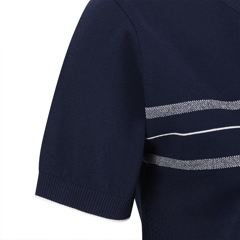 MALBON GOLF Slim Knit Crew Neck Short Sleeve Sweater Navy (Woman)