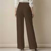 Women Pants High Waist Straight Wide Leg Suit Trousers with Side Pockets Pure Color