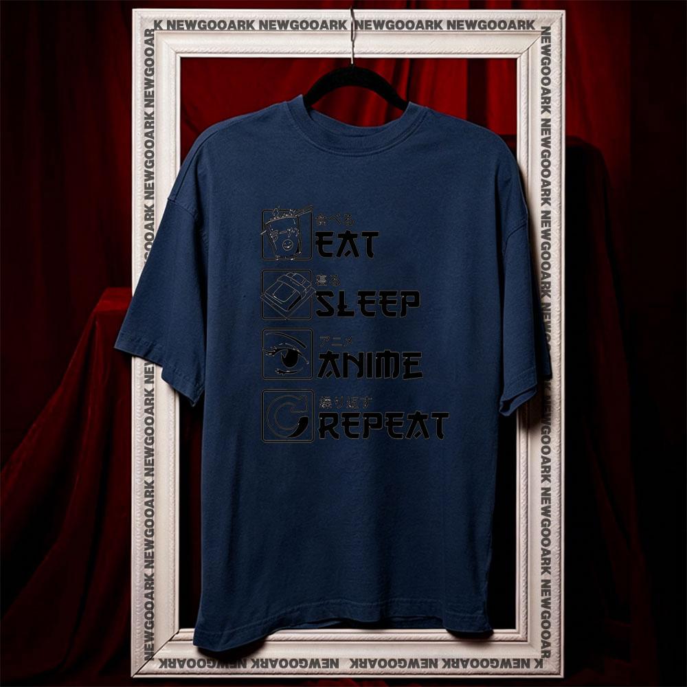 

Unisexs Anime T Shirt Funny Design Eat Sleep Repeat shirt Women Unisex Casual cotton printed t shirts Adult tops tee ropa hombre 3XL