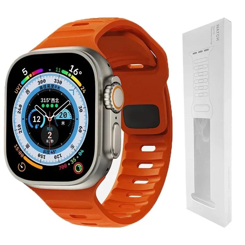 Soft Silicone Strap For Apple Watch Band Ultra 2 49mm 44mm 45mm 42mm 41mm 42mm sport Watchband iwatch Serise 5 6 7 8 9 bracelet