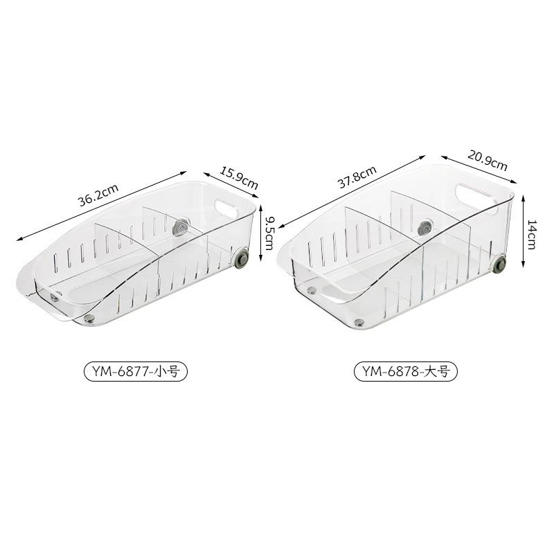 Förvaringslåda för kök i japansk stil med hjul Kylskåpsorganisatör Skåpsbehållare för Snacks Avdelare