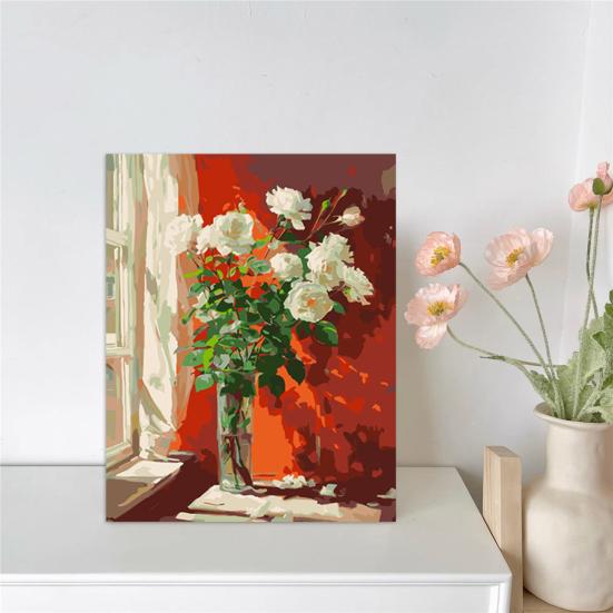 1 Set Adult DIY Oil Painting Kit with Wooden Easel DIY Paint by Number Kit Hands-on Ability Development Kit