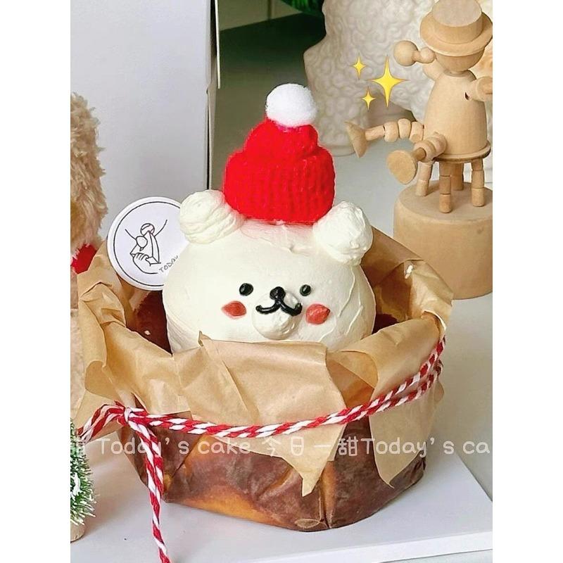 Christmas Cake Decoration Santa Hat Bear Hat Milk Tea Cup Wool Ball Hat Scarf Dress Up Accessories