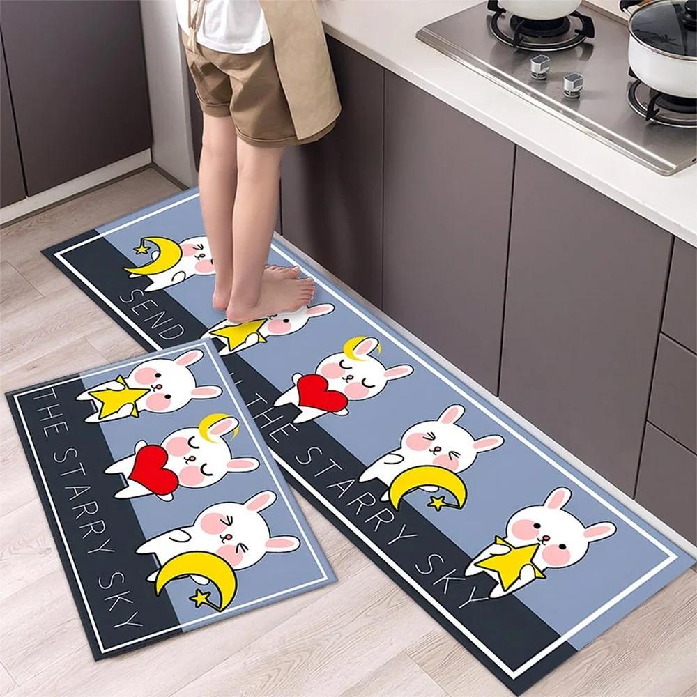 Kitchen Floor Carpet Living Room Entrance Door Mat Non-slip and Washable Kitchen Mat Hallway Rug Absorbent Carpet for Bathroom
