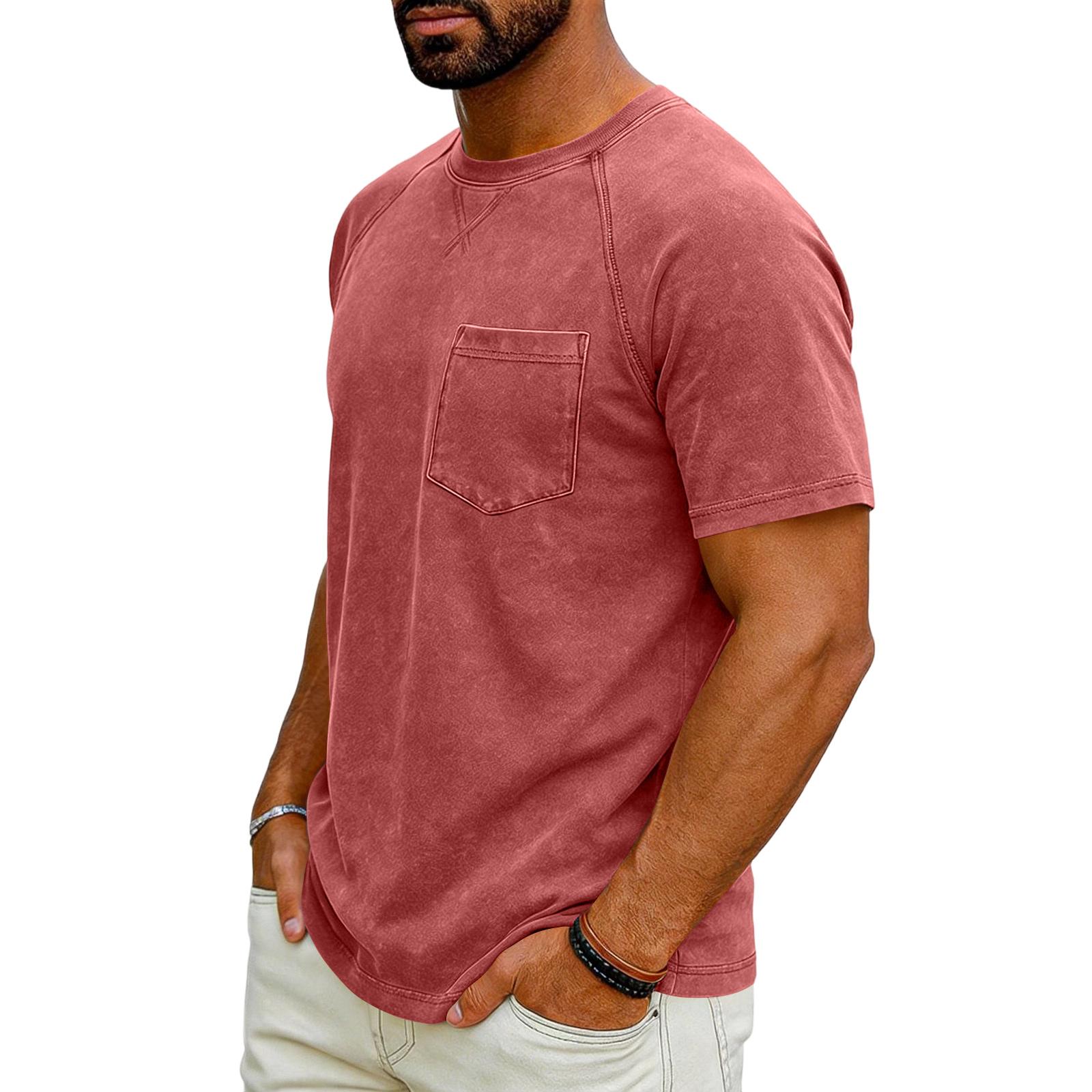 Men s Independent Stand Retro Weathered Sleeveless Round-neck Casual T-Shirt Shirt XL красный