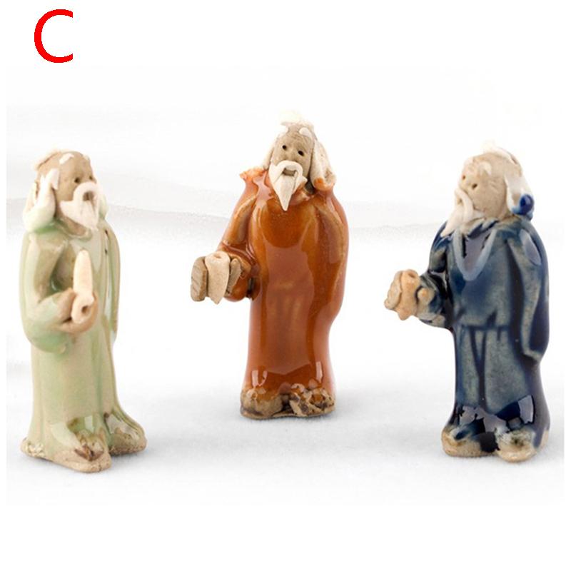 Mini Miniaturfarbkeramik Chinesische Klassische Figur Steingarten Bonsai Hütte Keramikfigur Aquarium Landschaft Handwerk Ornamente