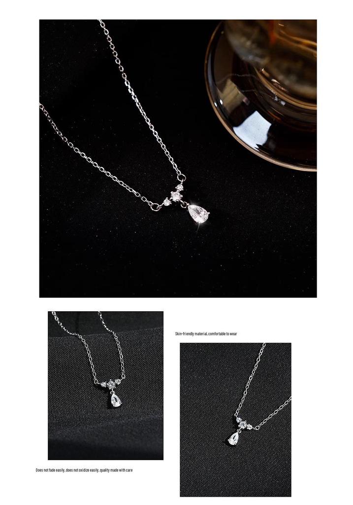 Yaya Water Drop Necklace: S925 Sterling Silver Clavicle Chain with Luxury Design and High-End Pendant.