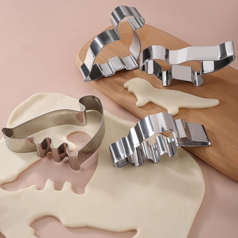 4Pcs/Set Stainless Steel Dinosaur Fondant Cake Cookie Biscuit Cutter Decorating Mould Pastry Baking Tools Cookie Cutter Set