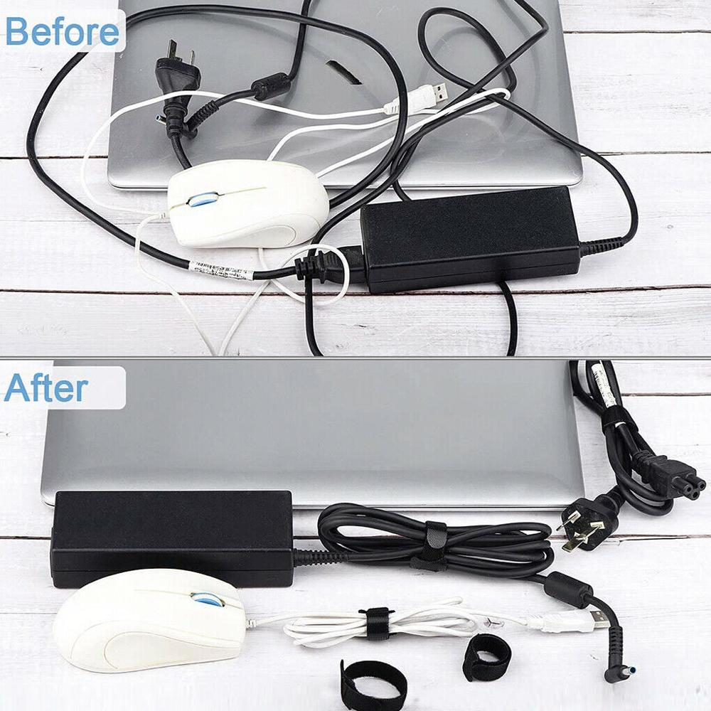 100pcs Reusable Cable Tie Nylon Hook Loop Strap Cord Ties PC TV Organiser