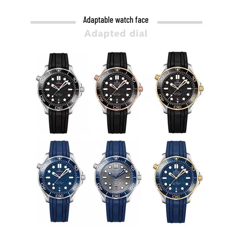 Omega Seamaster 300 Men's FKM Rubber Strap for De Ville Speedmaster Universe Watches