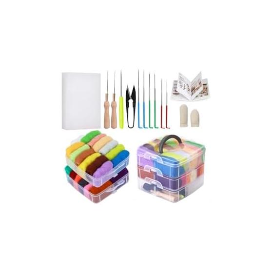 YFFSFDC Wool Felt Kit 24 Colors 5g Wool Starter Set Storage Bag Beginner Kit with Felt Tools