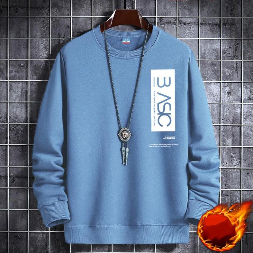 Einfarbiger Rundhalspullover für Herren, hübscher Aufdruck, dickes, warmes Sweatshirt, modisch, Übergröße