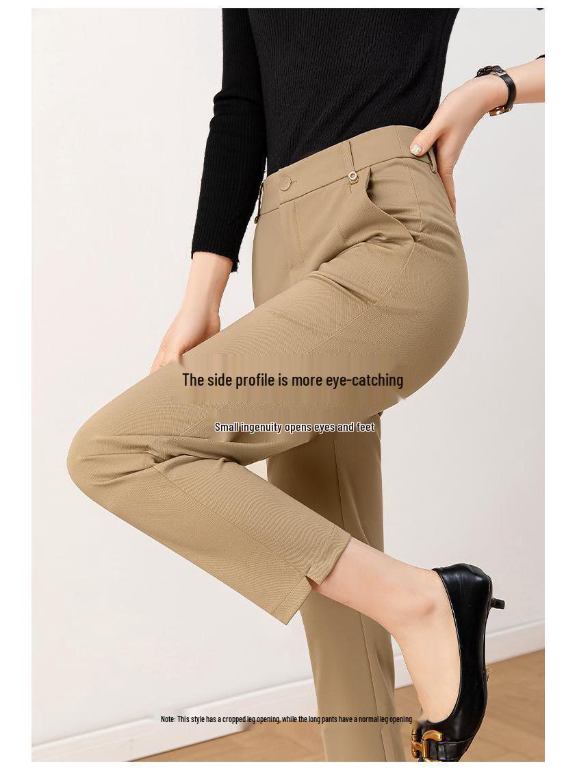 

IELTS Cheng High-Stretch No-Iron High-Waist Slimming Cigarette Pants - Spring Fashionable Elastic Baguette Style. Size 26 (80-90 lbs)