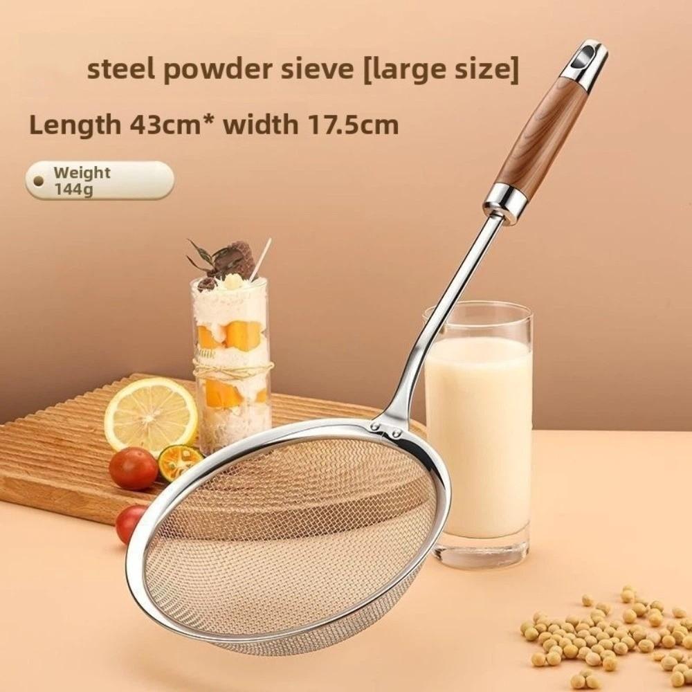 Stainless Steel Fat Skimmer Spoon Professional Wooden Handle Oil Skim Strainer Kitchen Tools Sieve Filter Colander Cooking
