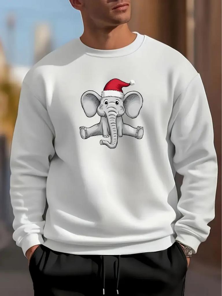 Men's Stylish Long-Sleeve Round-Neck Sweatshirt, Moisture-Wicking Fabric, Comfortable for Home Wear Or Outings and Gatherings, Sweat-Resistant
