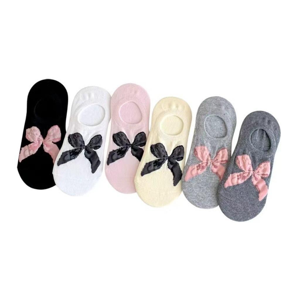 6 Pair Sweet Bow Socks Thin Ankle Socks Shallow Mouth Cotton Socks  Girl