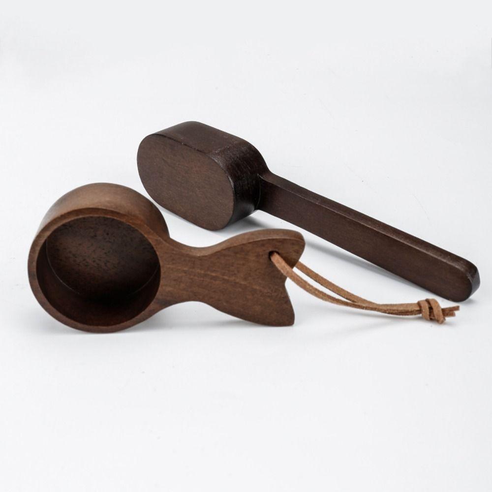 with Leather Lanyard Wooden Coffee Spoon Fishtail Design Kitchen Tablespoon Coffee Bean Scoop Tea