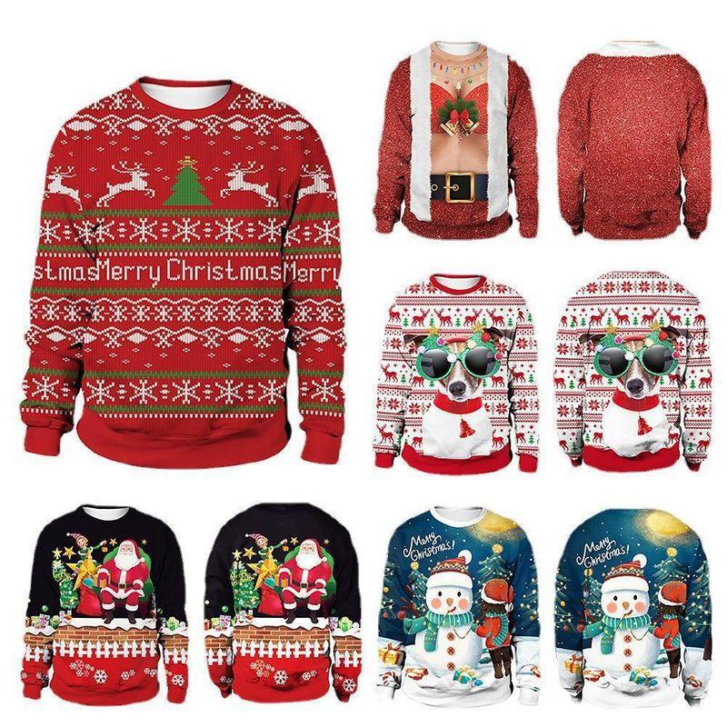 

2024 Printed round Neck Christmas Deer Couple Hoodie ZP-369-HQ-26 4XL
