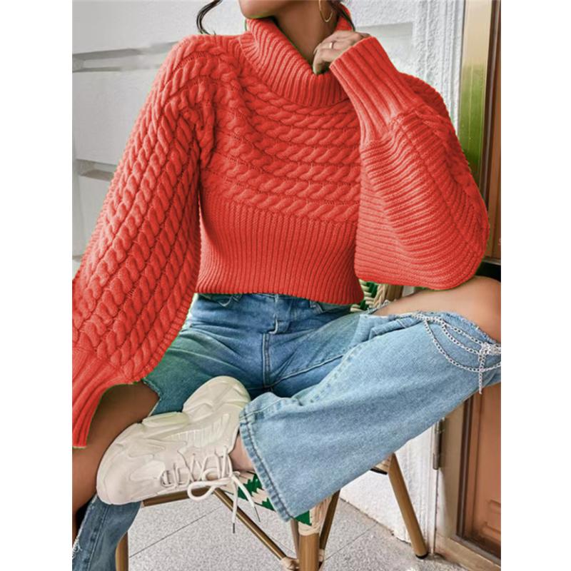 2025 autumn winter casual loose knitted sweaters harajuku Solid color turtleneck sweater tops for women Thick bottoming pullover