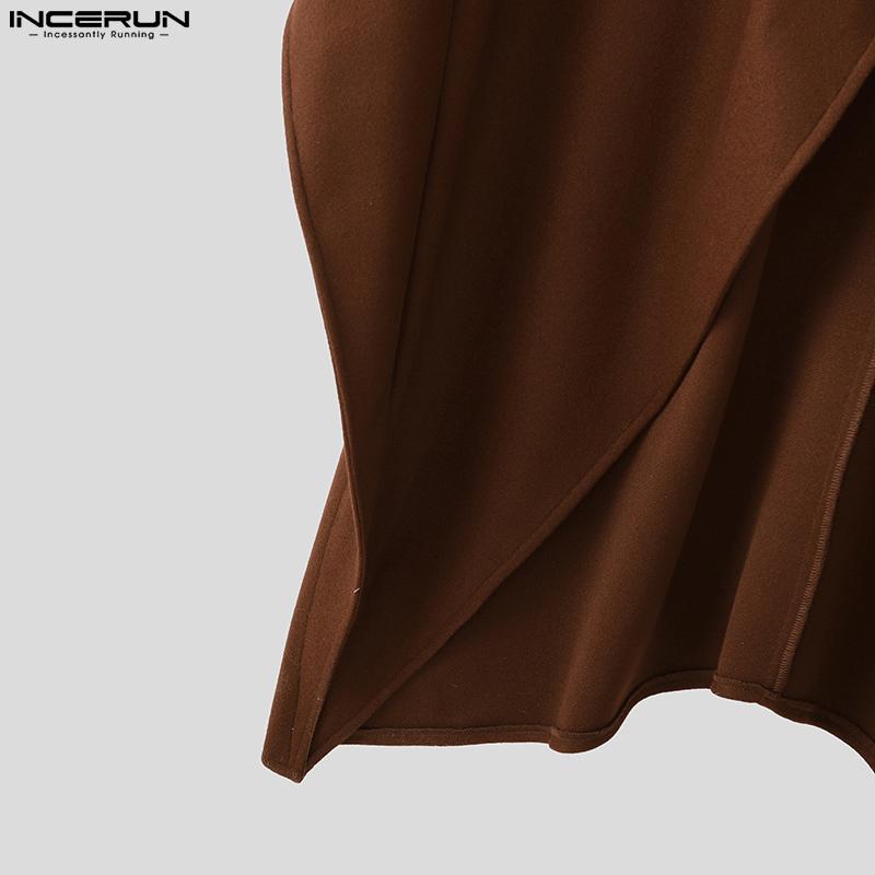 INCERUN Men Casual Baggy Irregular Splits Cloak Long Cape Coats Windbreaker