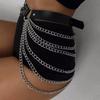 Gothic Punk Black PU Leather Belt with Fringe, Adjustable Harness Waist Chain for Women, Rockabilly Halloween Festival Accessory