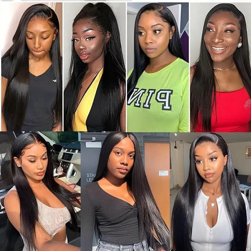 Lace Front Wig Long Straight Synthetic Hair With Side Or Center Part Heat Resistant Fiber Natural Look All Face Shapes