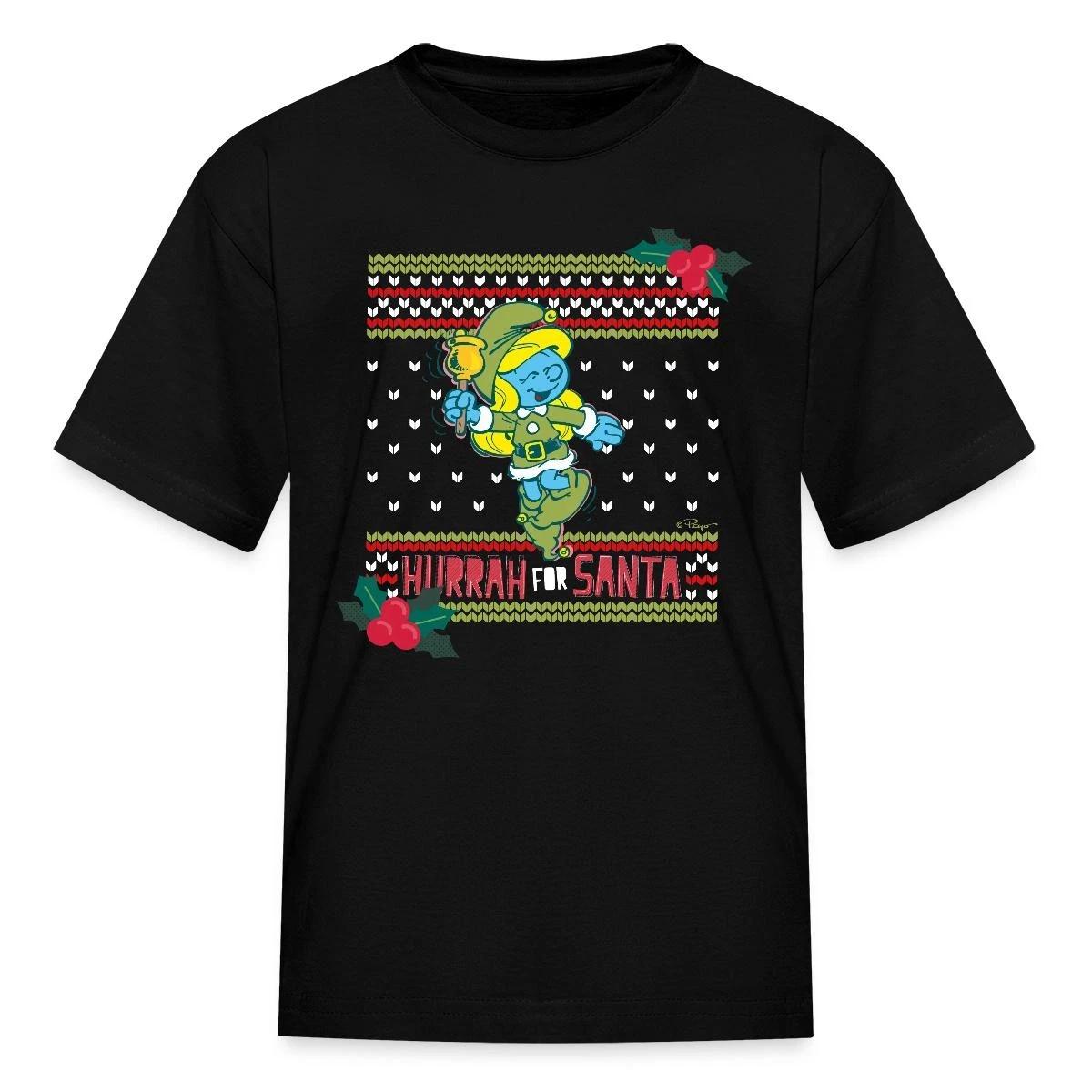 The Smurfs Smurfette Hurrah for Santa Christmas Kid s T-Shirt XXXL
