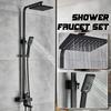 Black/Silver Bathroom Faucet Chrome/Black Rain Shower Head Bath Faucet Shower Set Mixer Wall Mounted Bathtub Shower Mixer Tap Shower Faucet