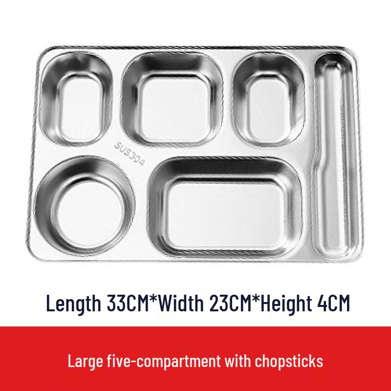304 Stainless Steel Deep Divided Square Dinner Plate