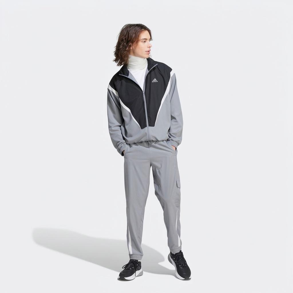 adidas Chaqueta Deportiva Color Block Cuello Alto Manga Larga y Conjunto de Jogger con Puños Ropa Deportiva para Hombre IJ6072