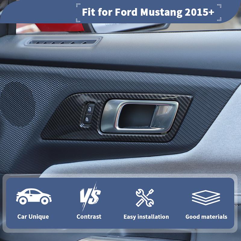  ABS Interior Door Handle Decorative Frame Decoration Cover Sticker Fit For Ford Mustang 2015 Up Interior Accessories