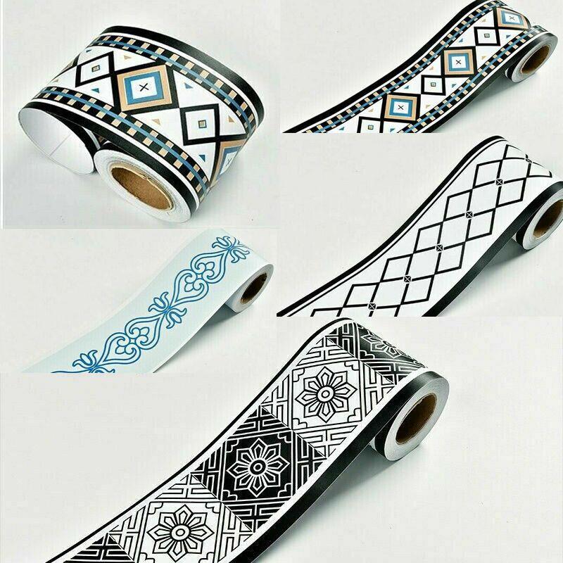 Durable Pvc Self-adhesive Wall Border Sticker Waterproof Vinyl Wallpaper Blackwhite 5/10m