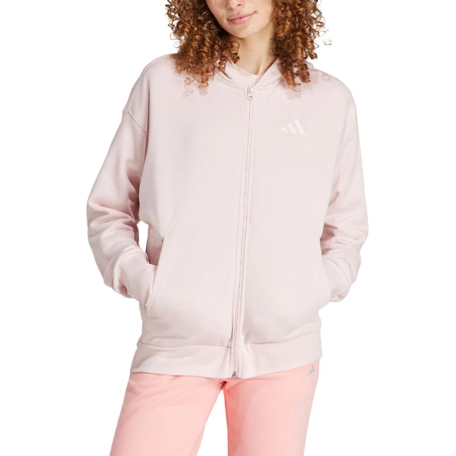 Adidas All Season Fleece Full-Zip Hoodie Women Jacket Sand Pink IY6804