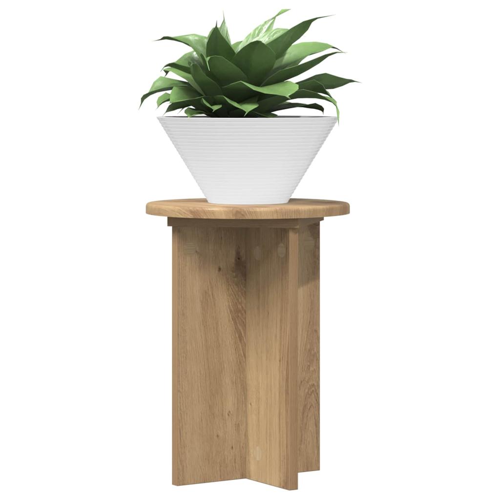 Plant Stand 2 Pcs Artisan Oak Ø29.5 X 40 Cm Engineered Wood