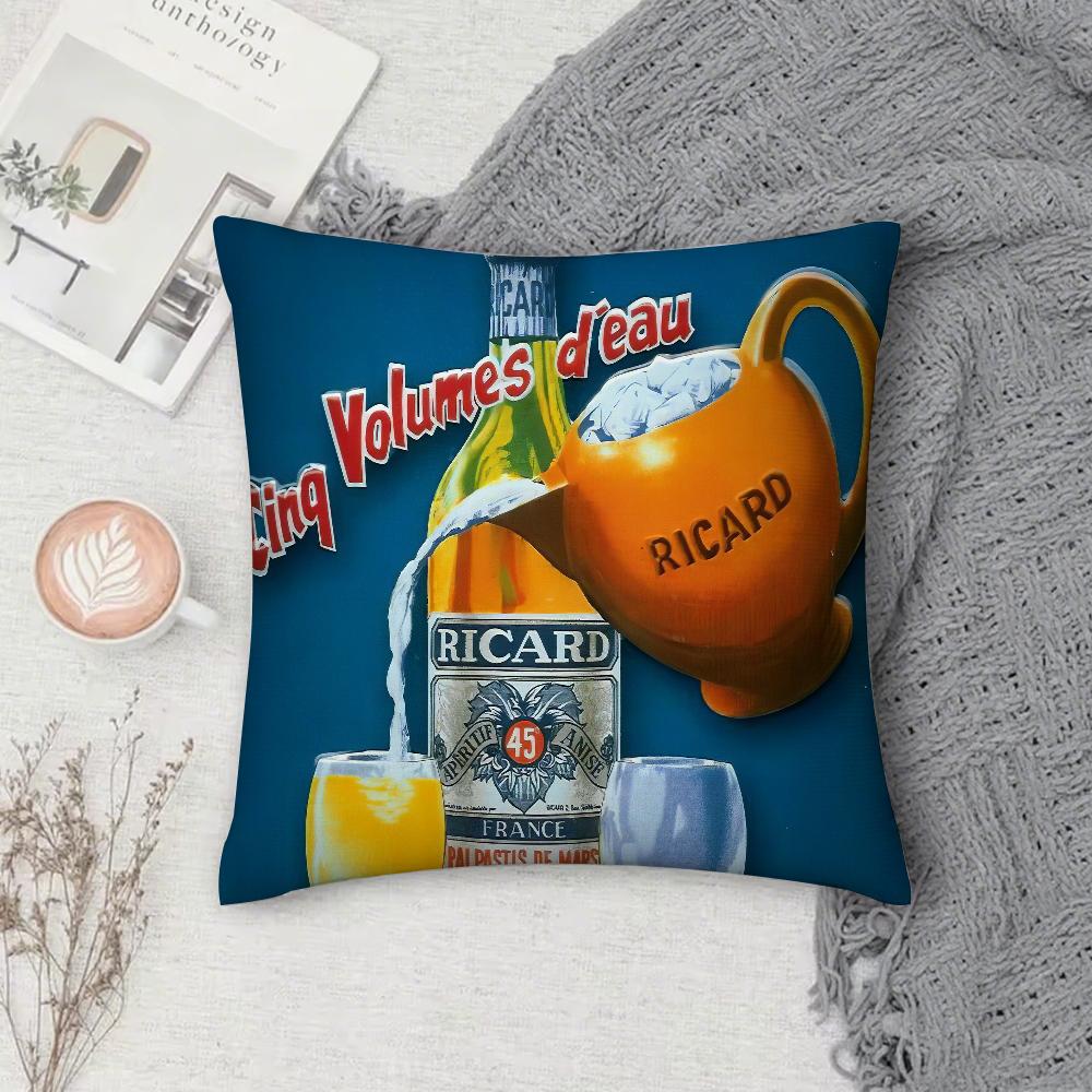 Ricard Bier Kissenbezug Quadratisch Doppelseitiger Druck Kurzer Plüsch Sofakissenbezug Schlafzimmer Nachttischkissen