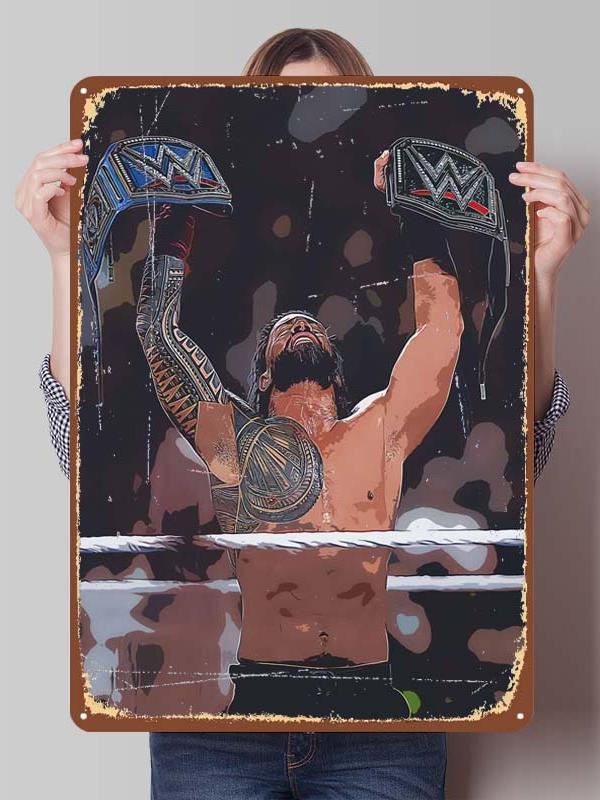 Roman Reigns Metallschilder Wrestler Poster Dekoration Schlafzimmer Anpassbare Blechschilder für Man Cave Wandkunst Dekoration Retro Zimmer