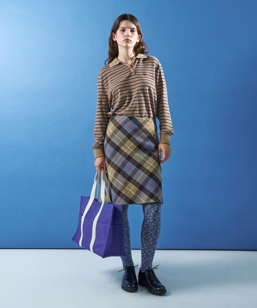 Moon Sun M.C School Check Skirt / Brown