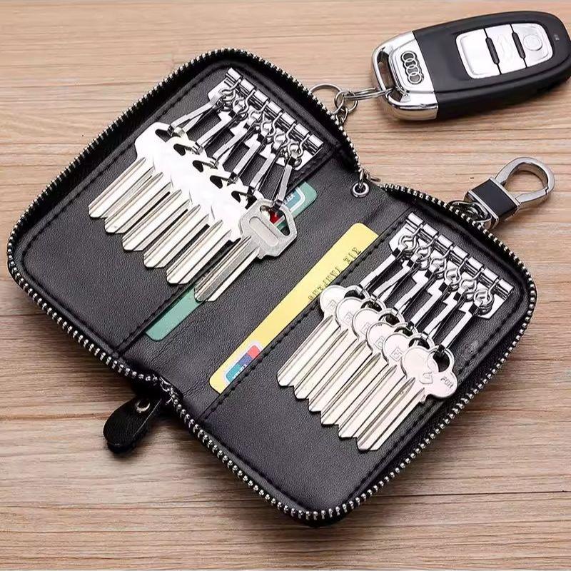 Men's and Women's Large Capacity Zipper Car Key Bag - Convenient Waist-Mounted Key Holder